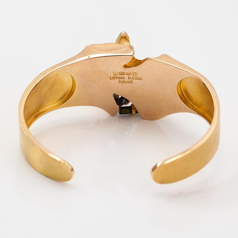 Björn Weckström, A 14K gold bracelet "Ultima thule" with tourmalines. Lapponia 1974.