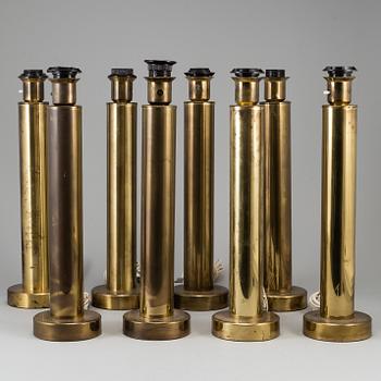 Eight second half of the 20th century brass table lights by EA, Kosta.