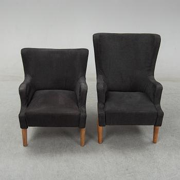 Eva och Nils Koppel, a set of two easy chairs, for Slagelse Møbelværk, Denmark circa 1948-50.