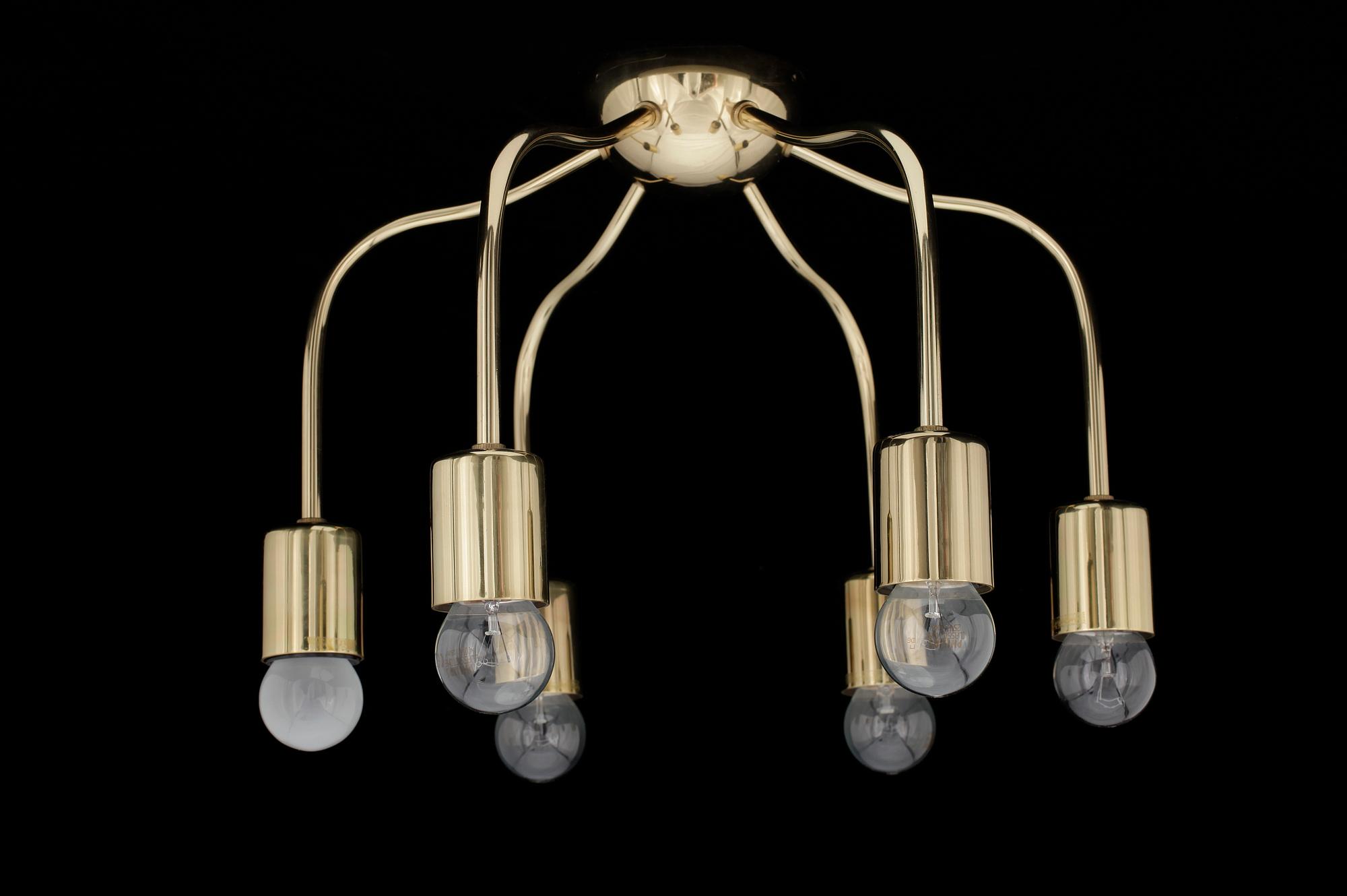TAKLAMPA, mässing, modell 2356, 6-ljusarmar, Josef Frank, Svenskt Tenn. H 32.