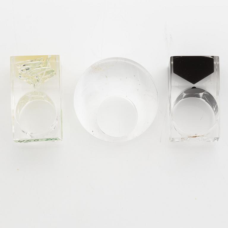 Siv Lagerström, three rings, acrylic plastic. 1970s.