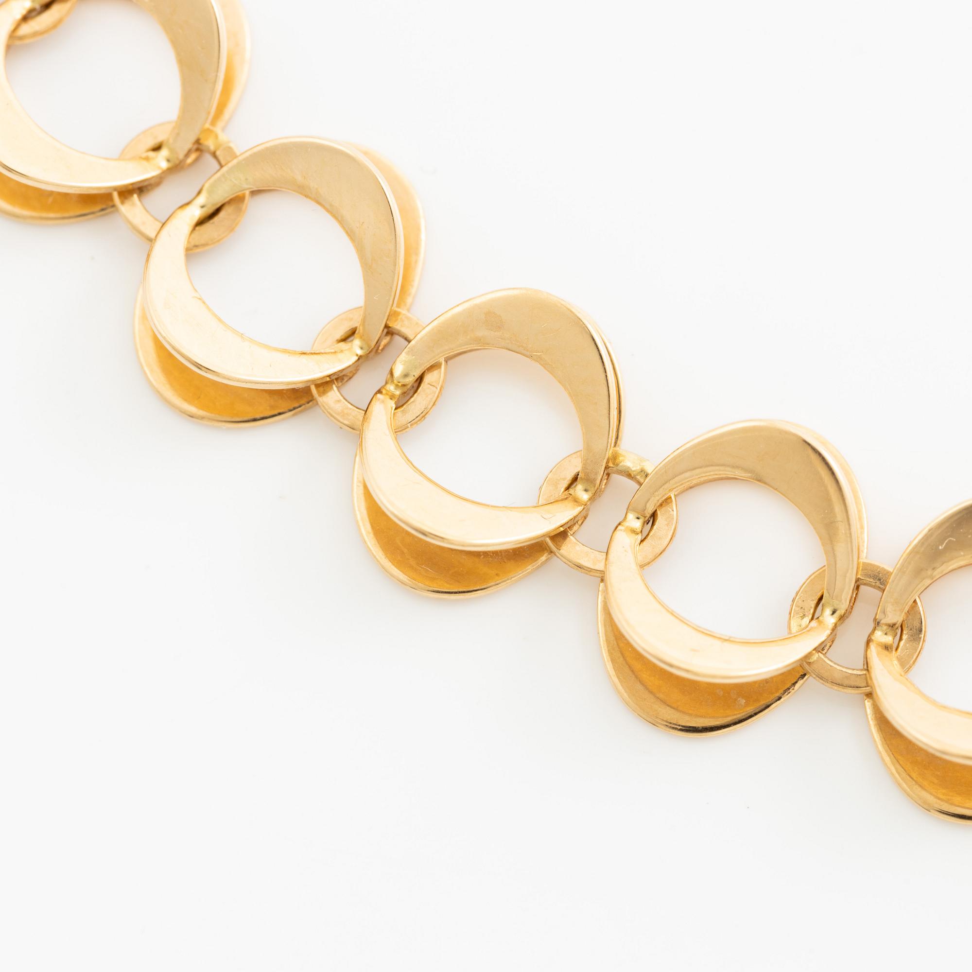 Theresia Hvorslev, en collier och ett armband, 18K guld, Falköping 1969.