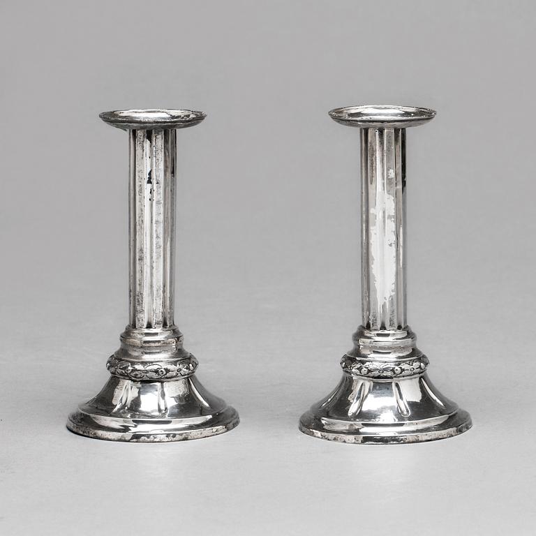 A pair of Swedish 18th century silver candlesticks, mark of Johan Bergengren, Kristianstad 1782.