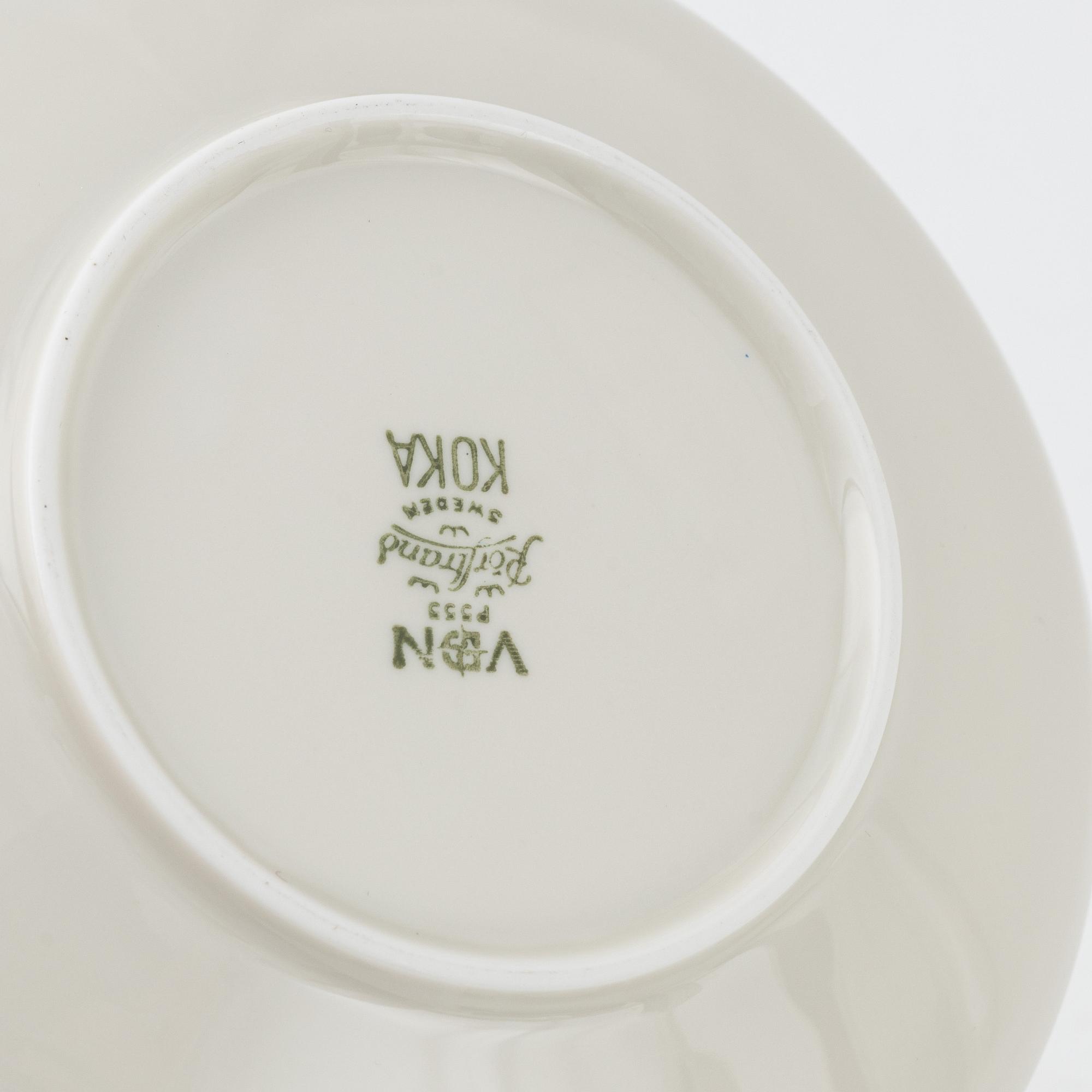 Hertha Bengtson, matservis, porslin, 44 delar, "Koka Blå", Rörstrand.