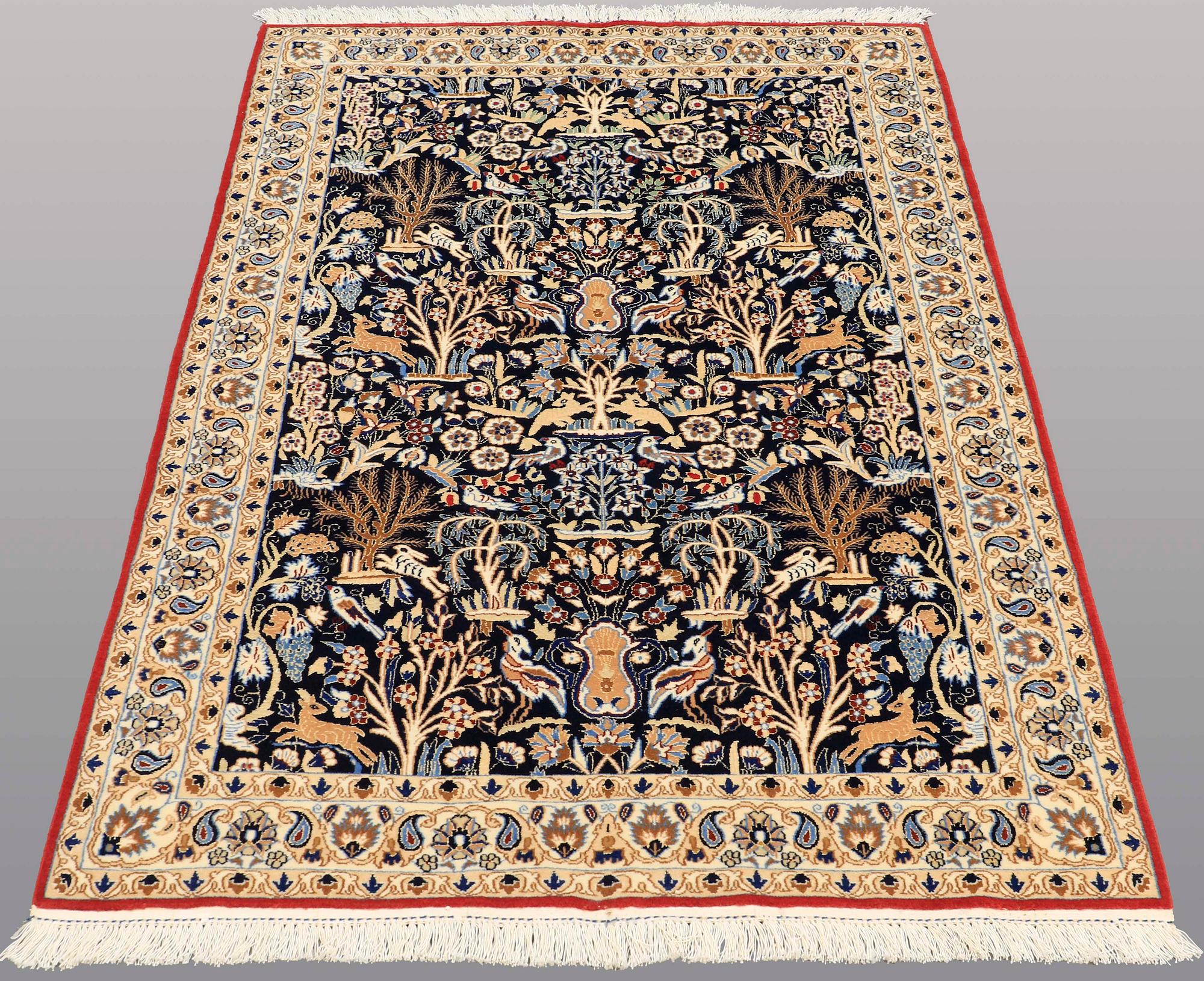 A CARPET, Figural Nain part silk, s.k 9 LAA, 177 x 102 cm.