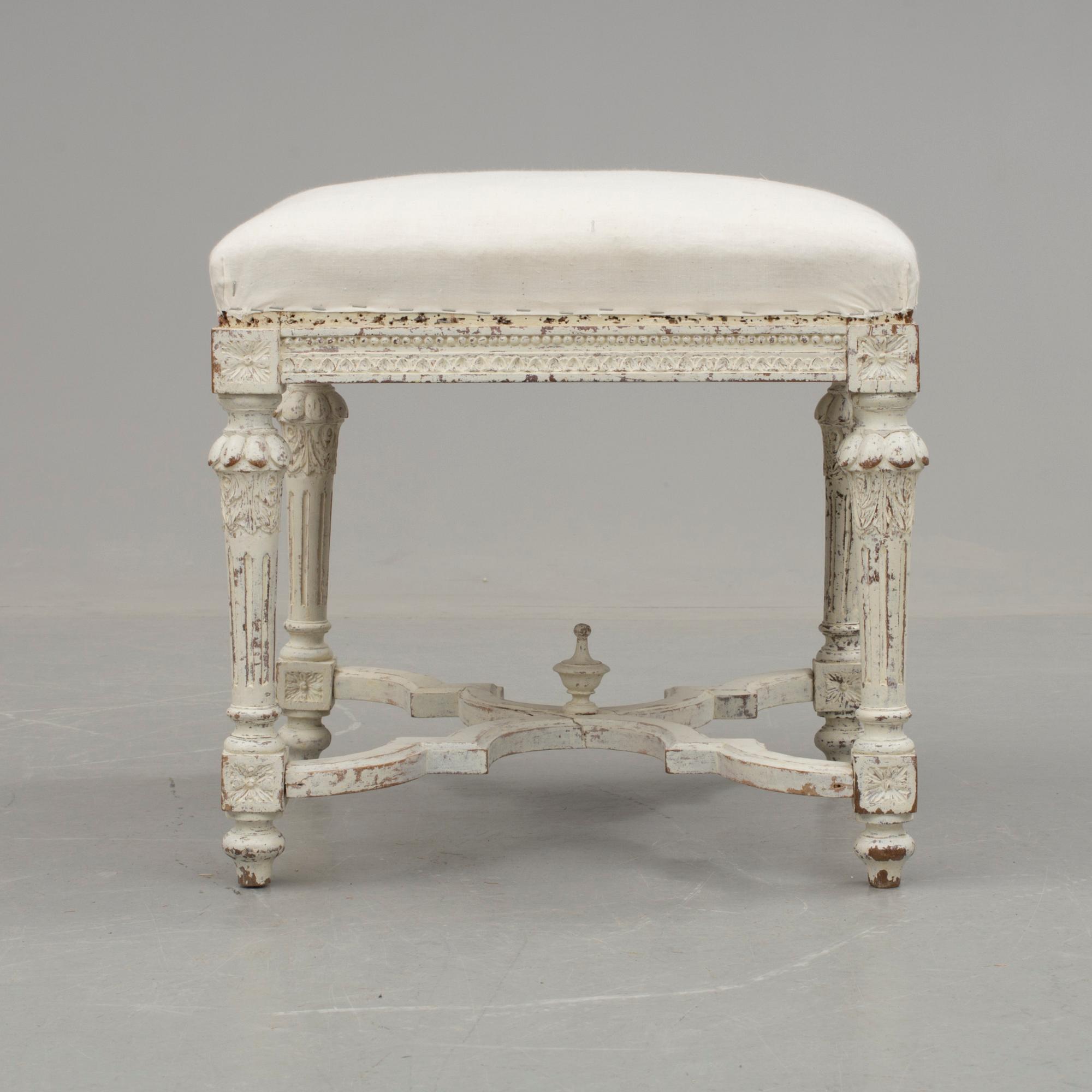 TABURETT, gustaviansk stil/barockstil, sent 1800-tal.