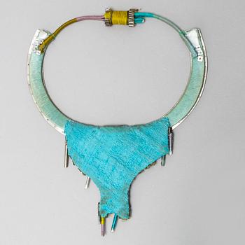 SONJA HAHN-EKBERG, a a textile and steel necklace, Sweden 1970's.