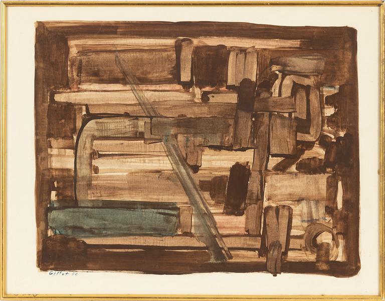 Roger-Edgar Gillet, watercolour on paper, signed and dated -54.