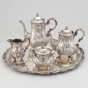 A german rococo-style silver coffee- and tea set, Weinranck & Schmidt, Hanau, circa 1900.
