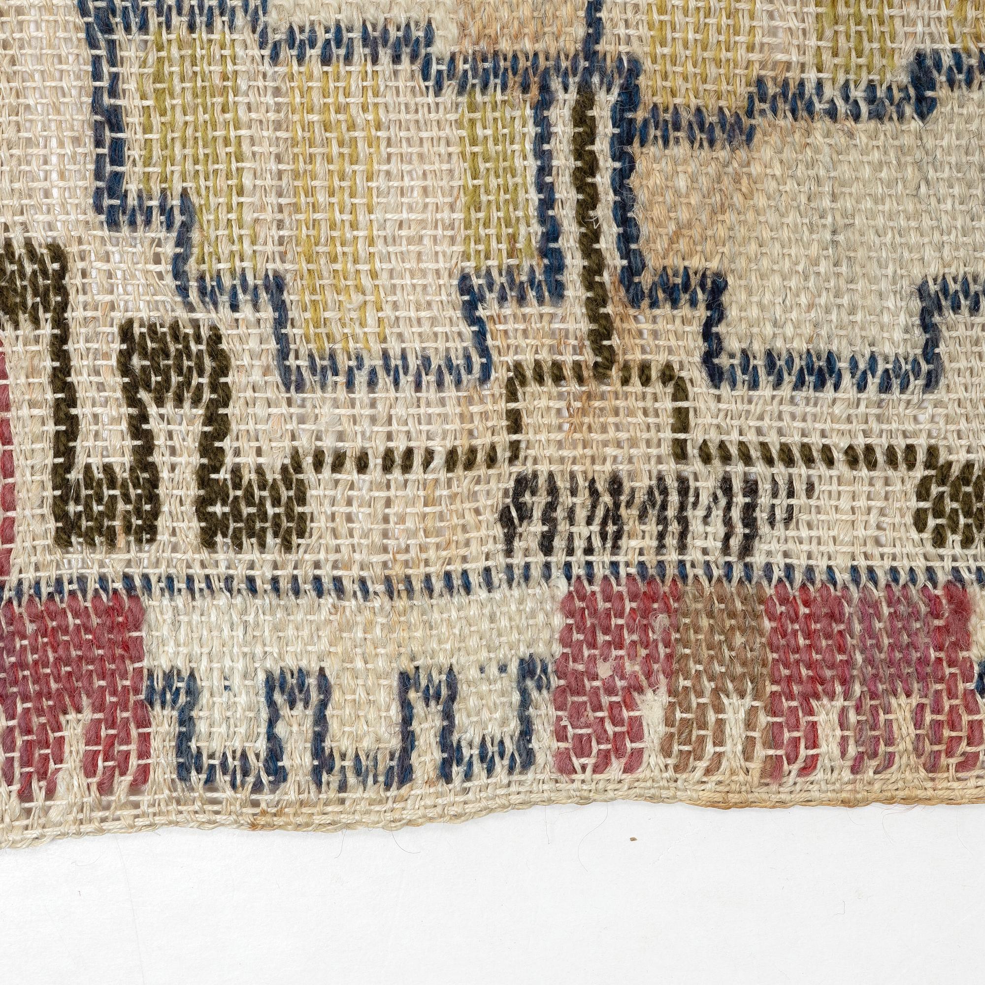 Märta Måås-Fjetterström, a flat weave, 'Grodblad', signed ABMMf, ca, 41 x 100 cm.