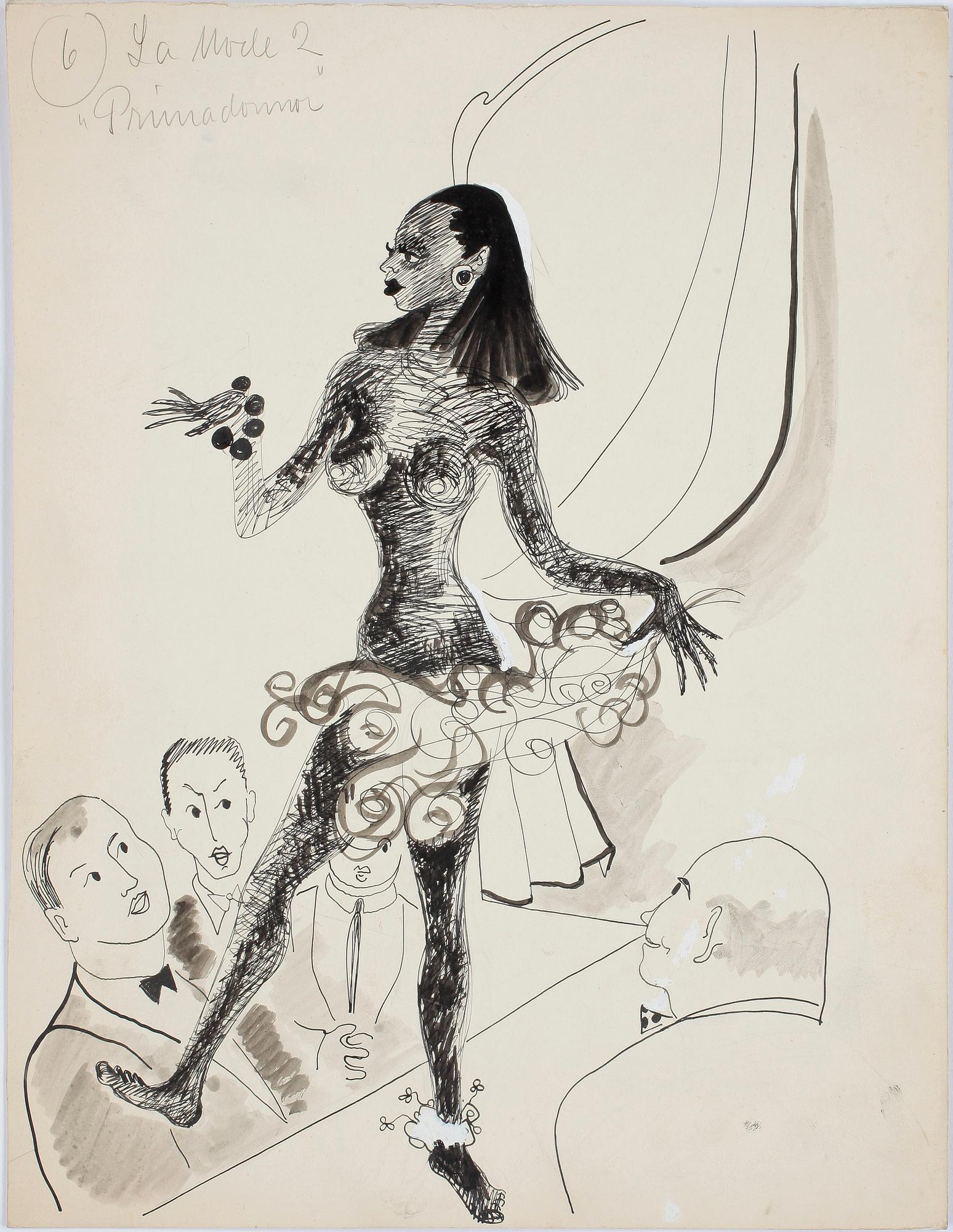 MAX GOLDSTEIN (MAGO), dräktskisser och akvarellteckningar, 22 st, delvis sign o dat 1948.