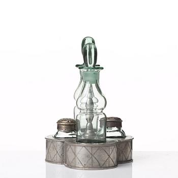 Nils Fougstedt, a pewter and glass cruet-set, Svenskt Tenn, Stockholm 1925, model 163.