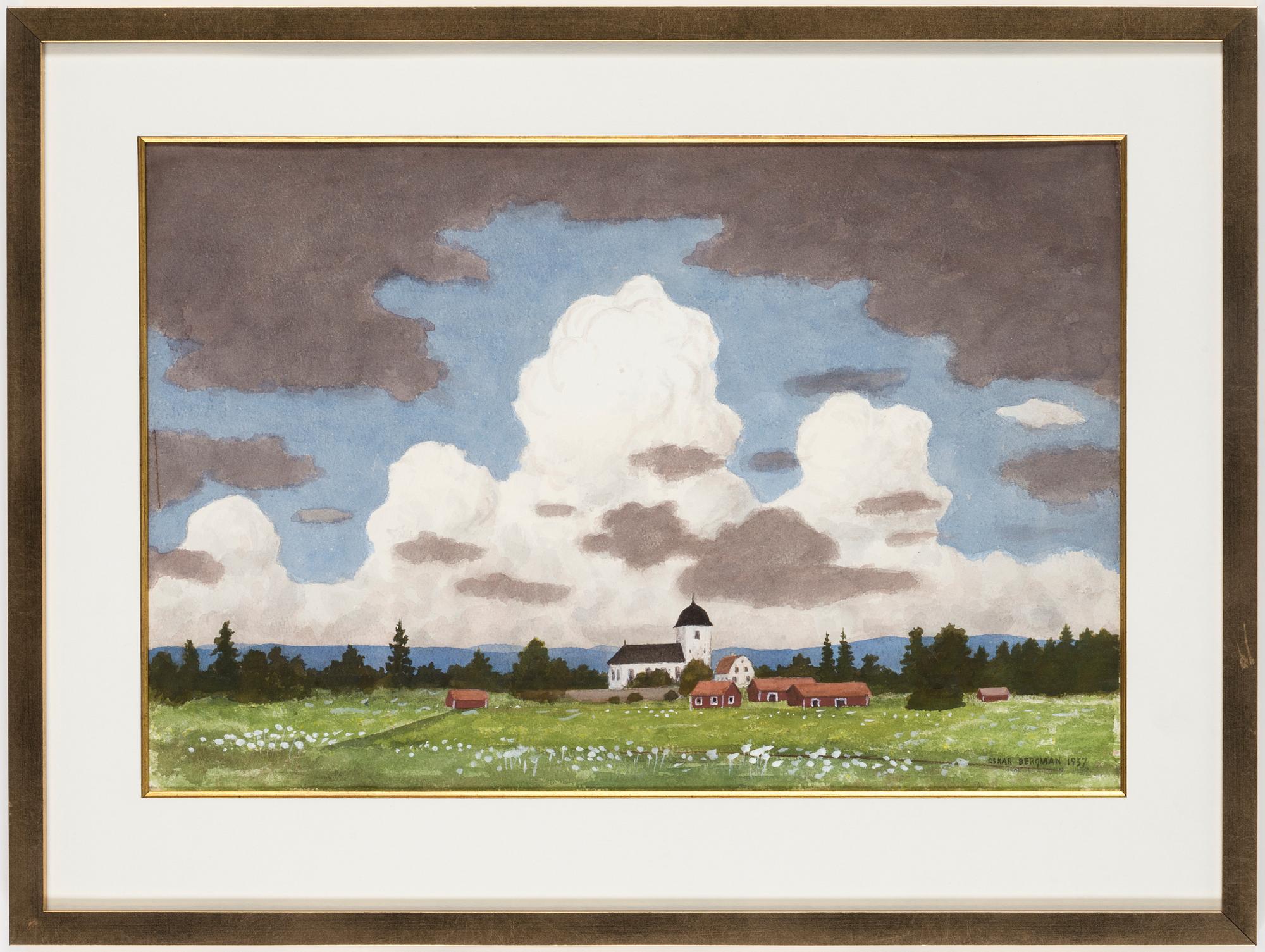 OSKAR BERGMAN, watercplour with body colour, signed and dated 1957.