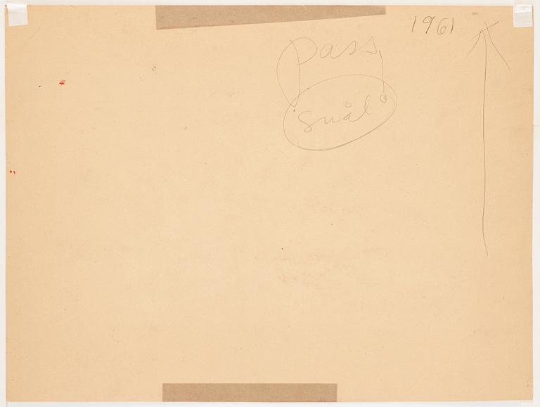 CO Hultén, gouache on cardboard, signed and executed 1961.