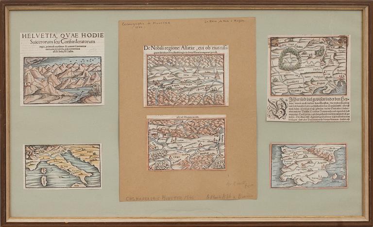 KARTOR, 2 stycken, "Carte générale de l'Amerique septentrionale" M Bonne 1781 samt "Helvetia qvae hodie..." Munster 1544.