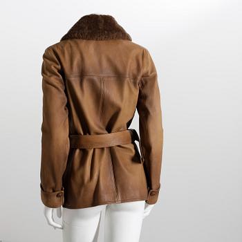 LEATHER JACKET with FUR COLLAR, Ralph Lauren.