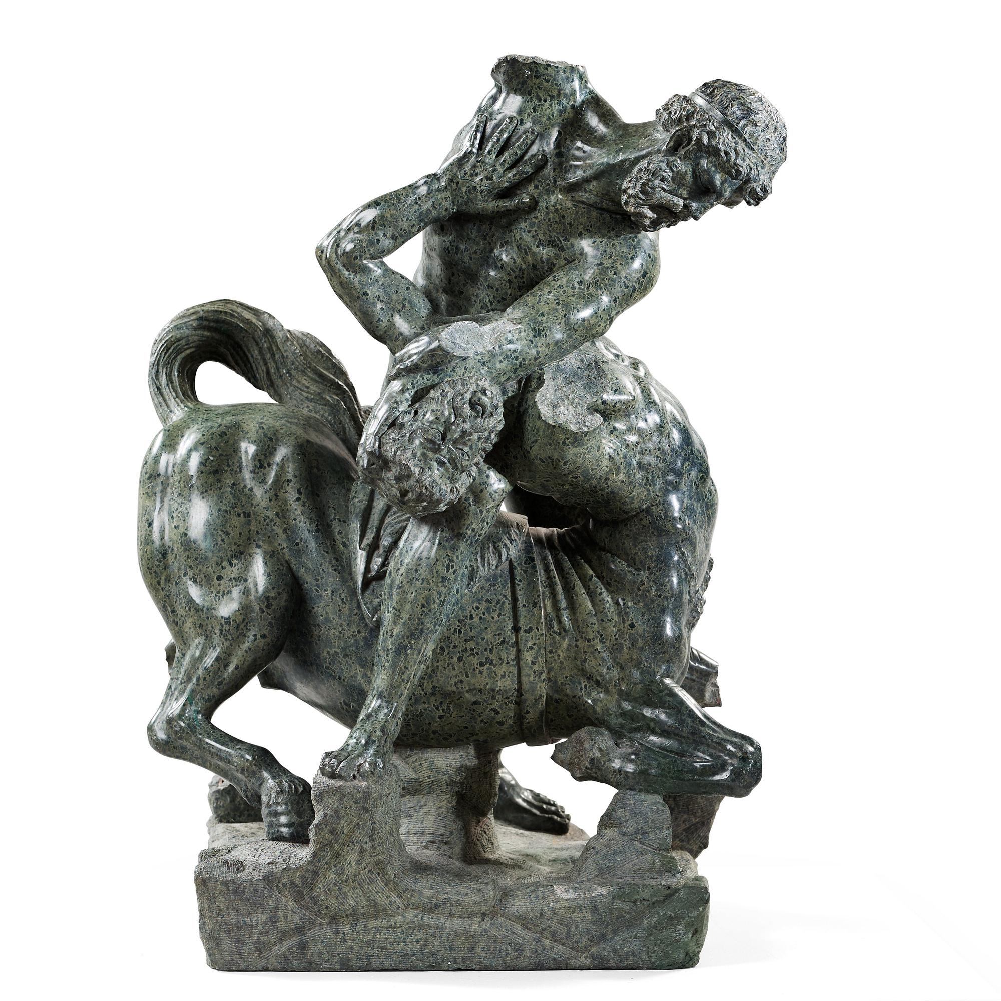 Hercules and the Centaur Nessus, Italy 18/19th century, serpentine stone.