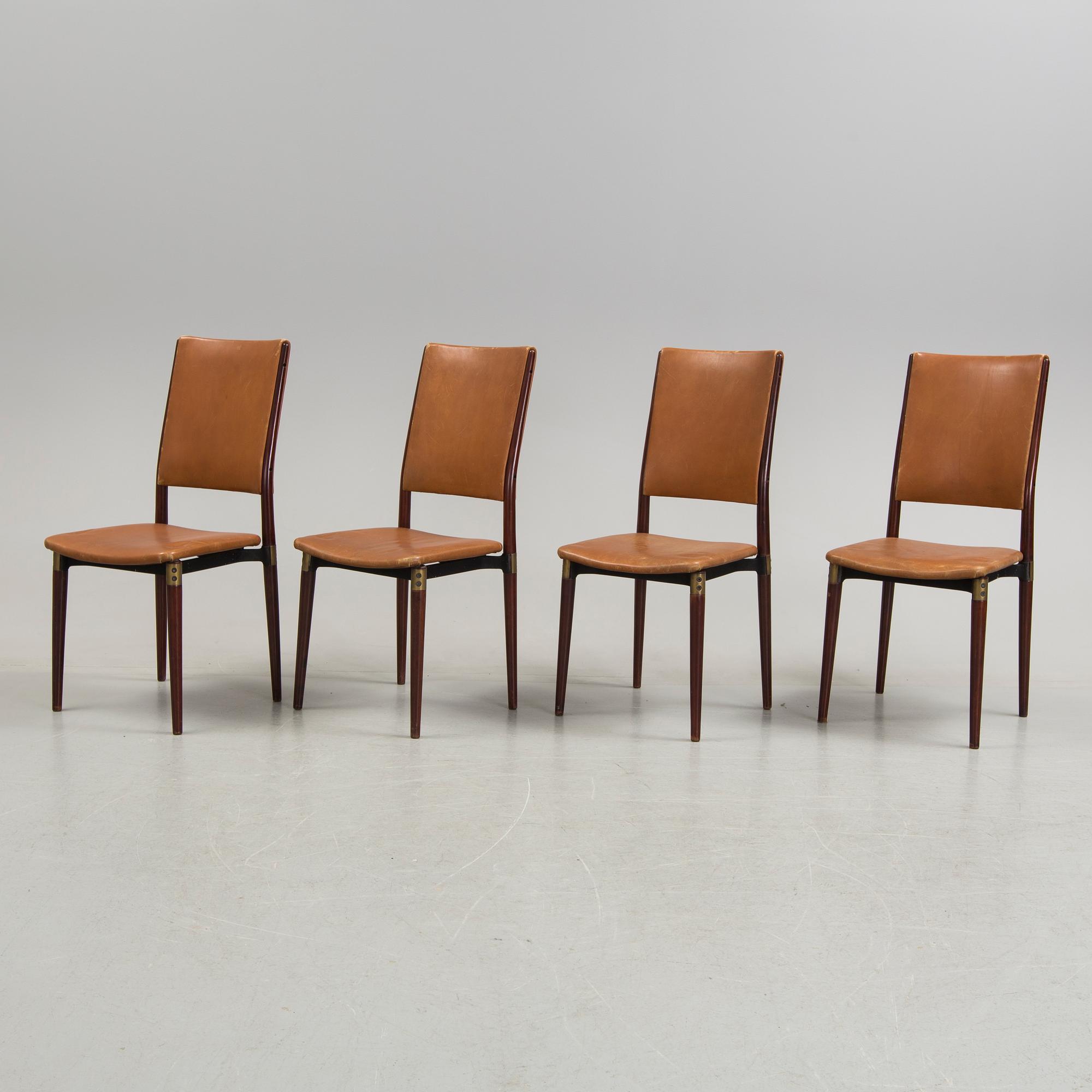 A set of four chairs by Osvaldo Borsani, Tecno, Italy.
