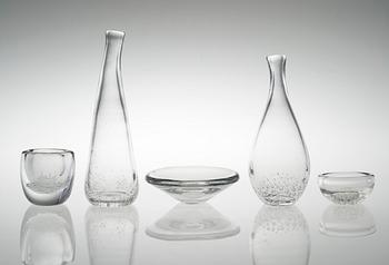 A SET OF KAJ FRANCK 40´S GLASS OBJECTS, signed K. Franck Iittala.