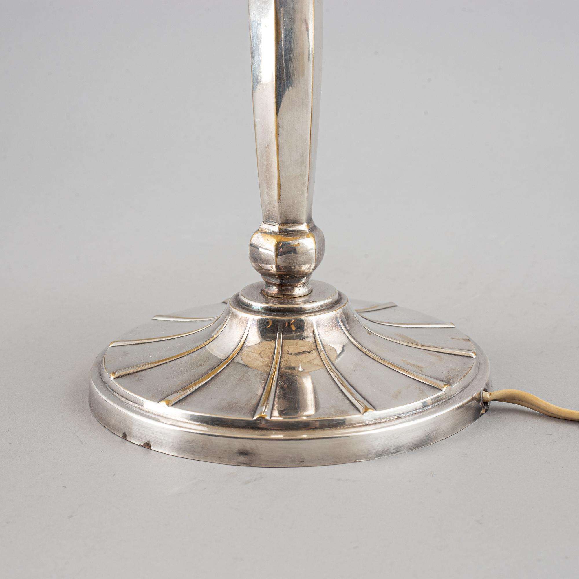 A CG Hallberg silver plated 1920/30's table lamp,