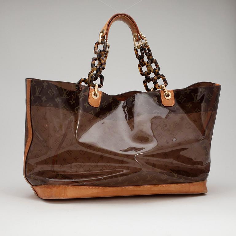 LOUIS VUITTON, a plastic and leather monogrammed bag, "Cabas Monogram Ambre".