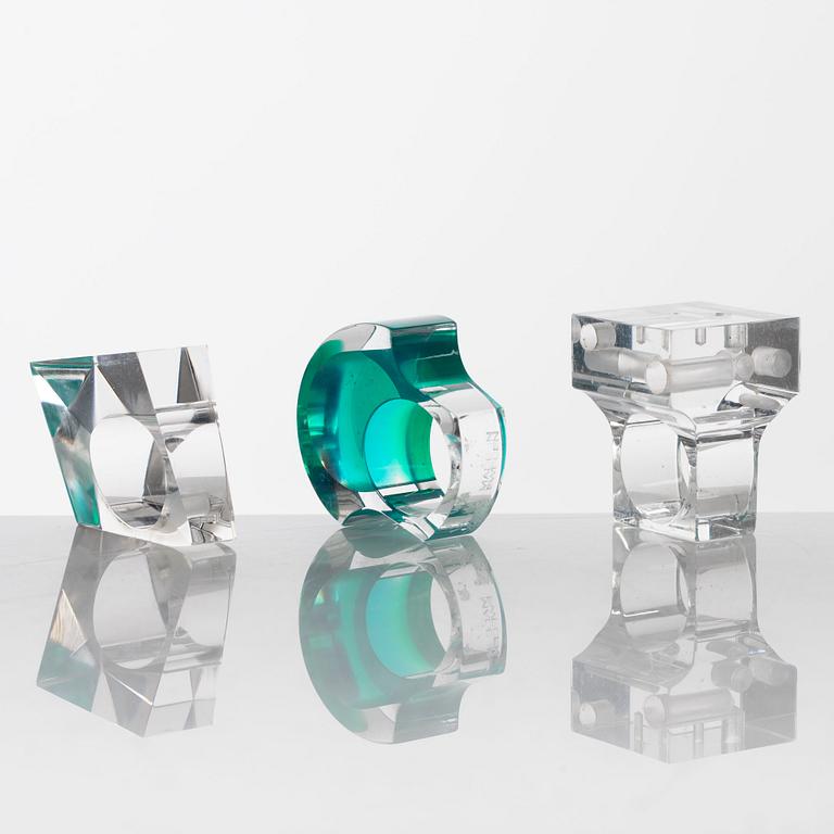 Siv Lagerström, three acrylic rings, 1970s.