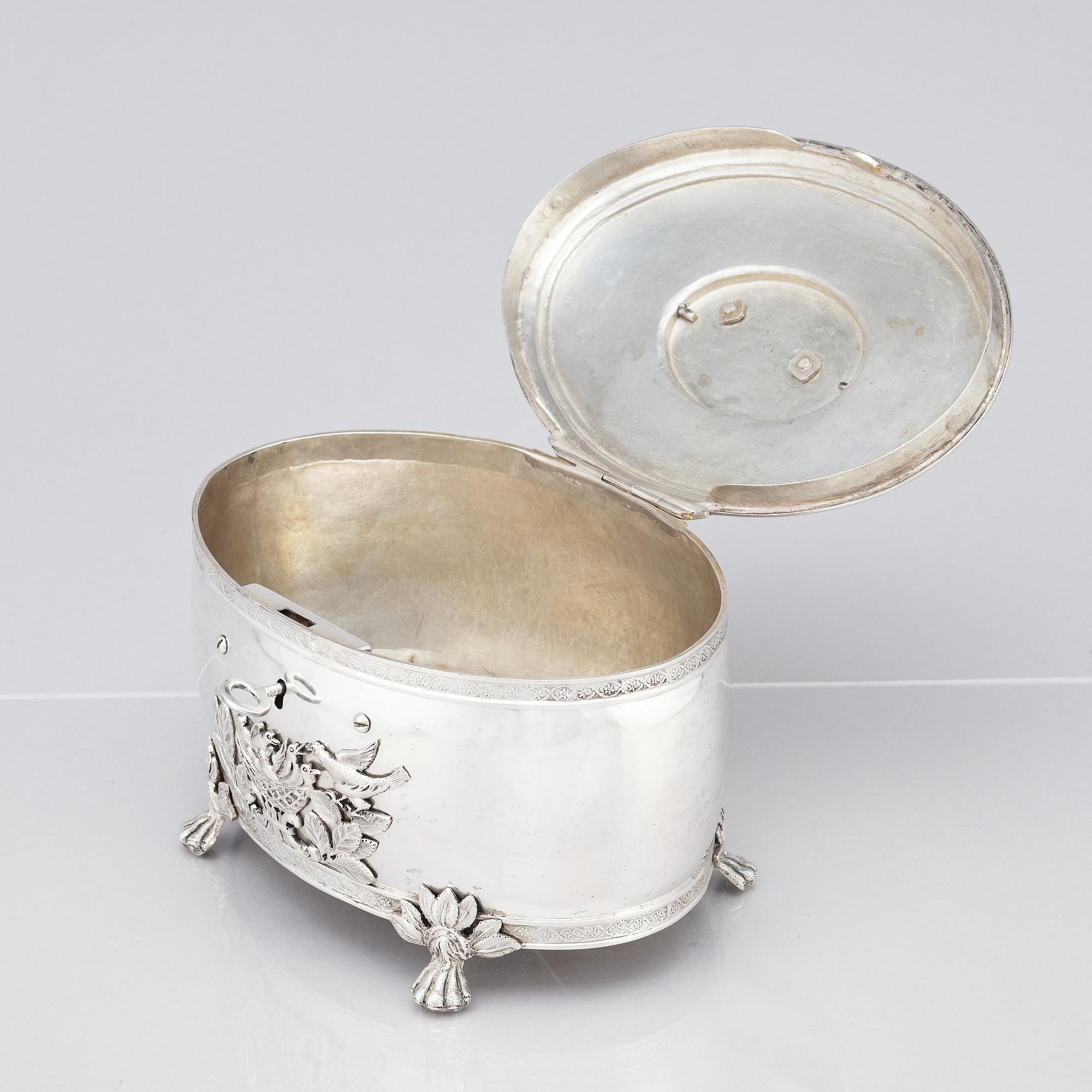 A Swedish 19th century silver sugar-casket, marks of Henrik Christoffer Klint the younger, Stockholm 1817.