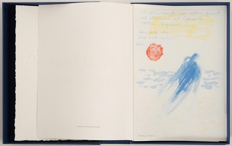 Gösta Werner, "Visor av Evert Taube", kassetter, 2 st, med 62 färglitografier, 1989, signerade.