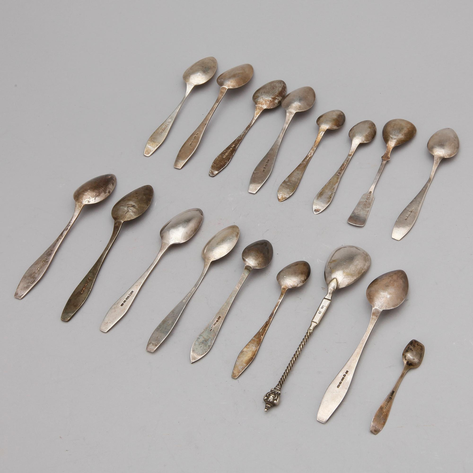 PARTI SKEDAR, 16 st, silver, mestadels Finland. Total vikt ca 257 gram.