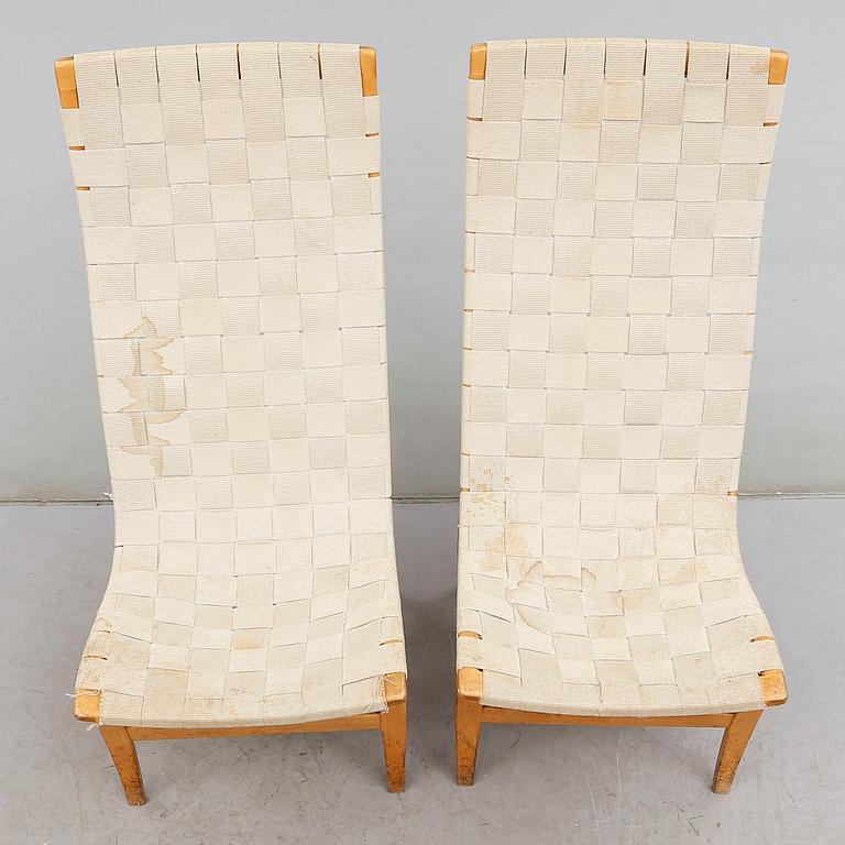 FÅTÖLJER, 1 par, "Eva hög", Bruno Mathsson, för Firma Karl Mathsson, Värnamo, 1900-talets andra hälft.