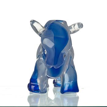 Juan Garcia Ripolles, A Juan Garcia Riopollès glass sculpture of a bull, 'El Toro En Azul', Berengo Studio, Murano, Italy.