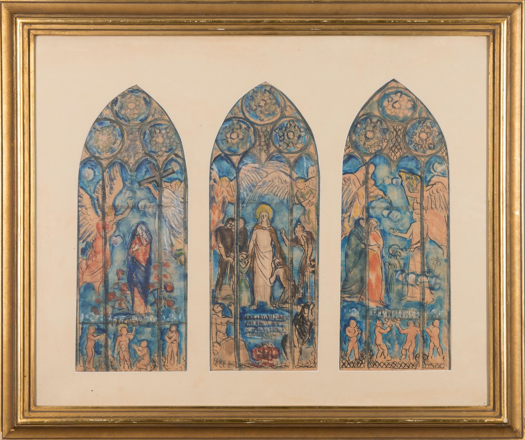 MAGNUS ENCKELL, TRIPTYK, "BEBÅDELSE","JESUS TRÖSTAREN" OCH "UPPSTÅNDELSEN".