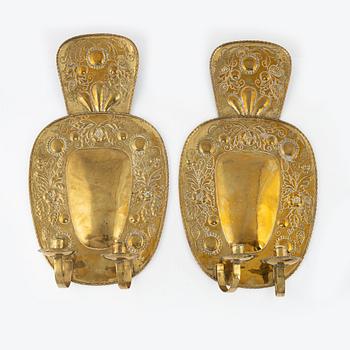 Ljusplåtar, ett par, barockstil, 1900-talets början.