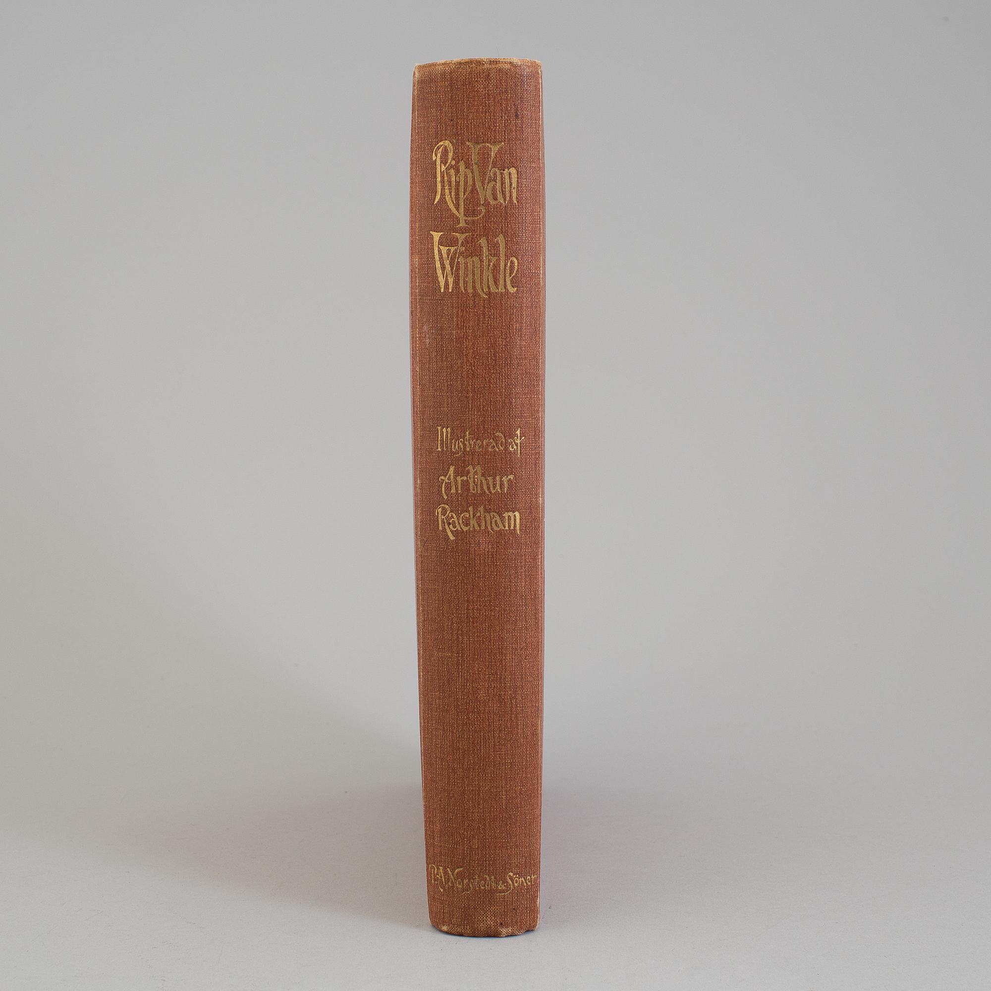 BOK, "Rip van Winkle", Washington Irving. Med egenhändig tillskrift och datum 1907 av John Bauer till dennes fru Esther.