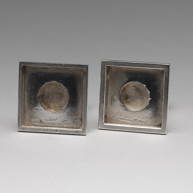 Wiwen Nilsson, a silver set with a pair of candlesticks and a cigarette case, Lund Sweden 1927-38.