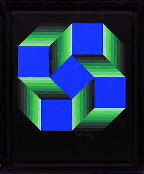 VICTOR VASARELY, färgserigrafi, sign o numr 16/200.