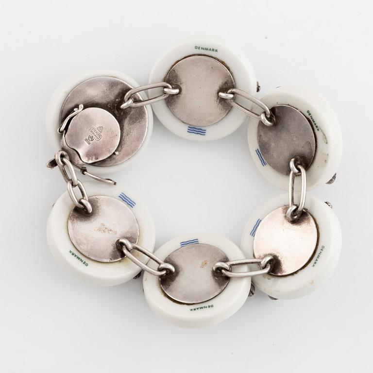 Anton Michelsen, bracelet and ring, silver and porcelain.