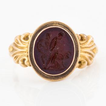 Fredrick Adolf Eckstein, ring, 18k gold and cut stone, Stockholm, first half of the 19th century.