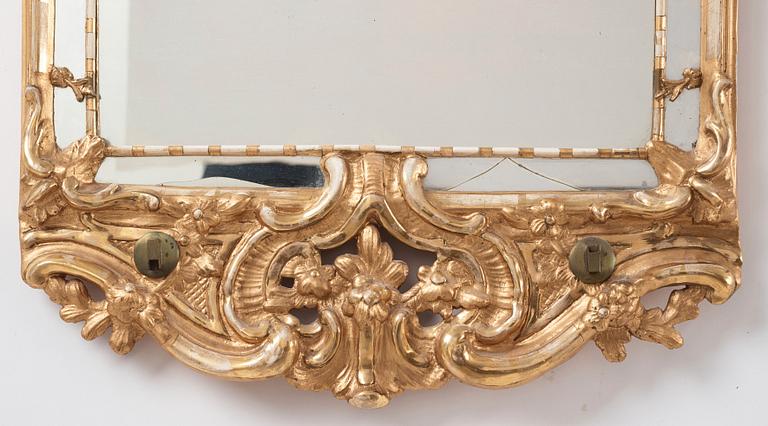 Spegellampett, för två ljus, Stockholmsarbete, 1700-talets andra hälft, Rokoko.