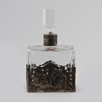 KARAFF, silver och glas, möjligen Weinranck & Schmidt, Hanau, Tyskland, omkring år 1900.