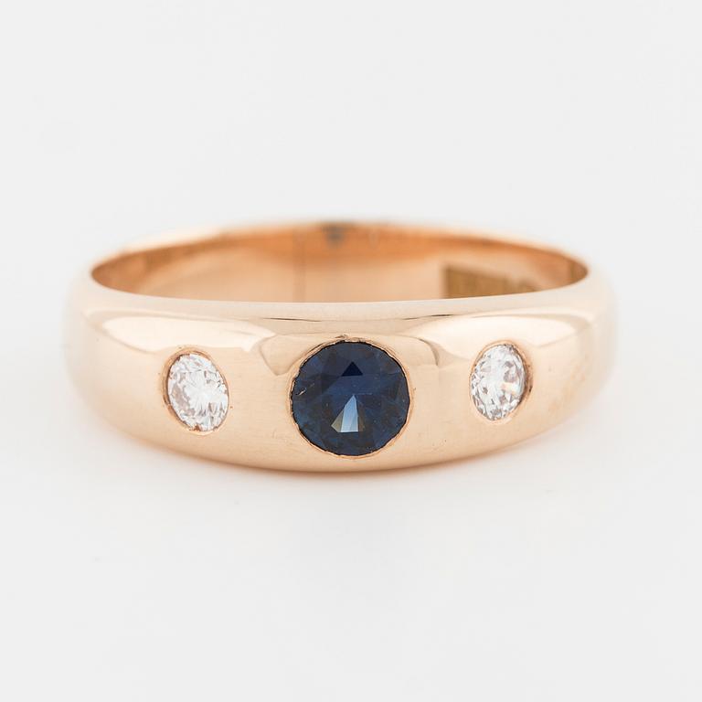 A sapphire and brilliant cut diamond ring by JM Johansson, Göteborg, 1991.