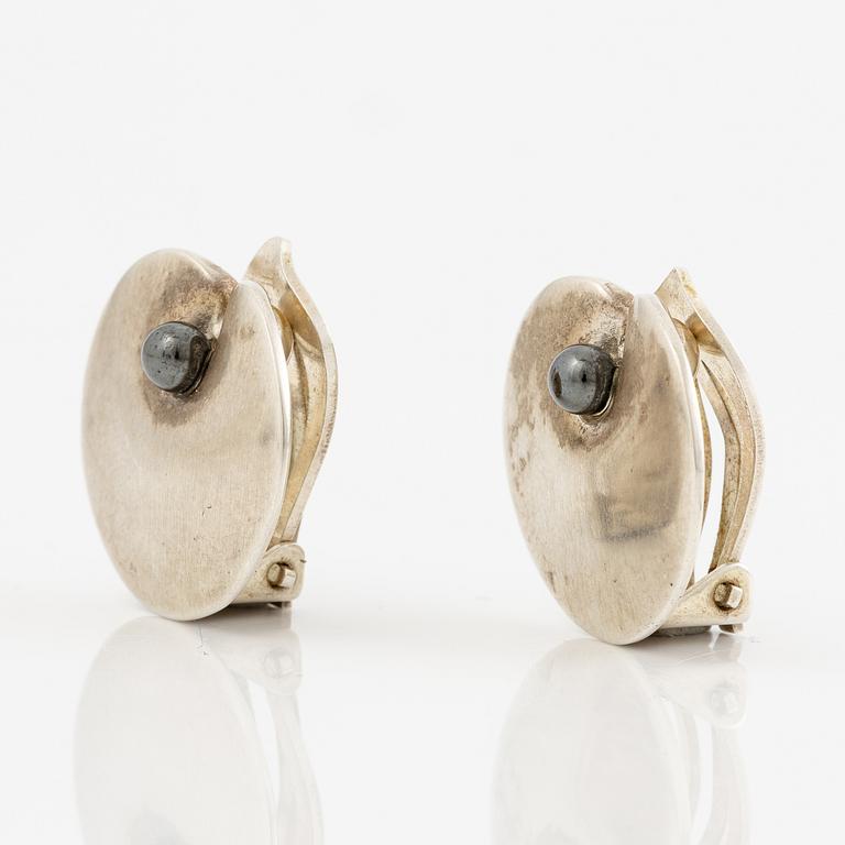 Georg Jensen, design Nanna Ditzel, earrings, a pair, silver with hematite.