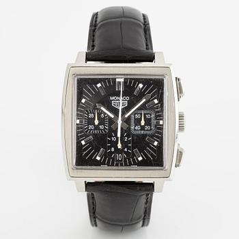 Heuer, Monaco, by Tag Heuer, wristwatch, chronograph, 38 x 38 (46.5) mm.