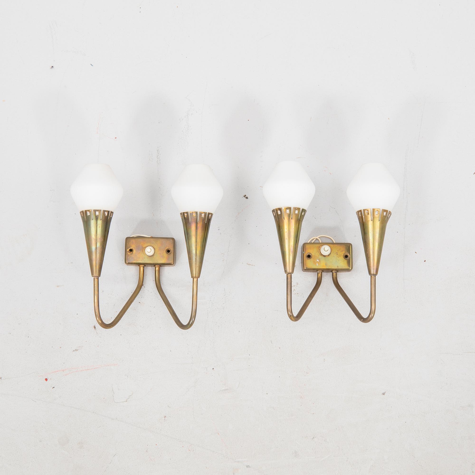 Harald Notini, pair of wall scones Böhlmarks 1950s.
