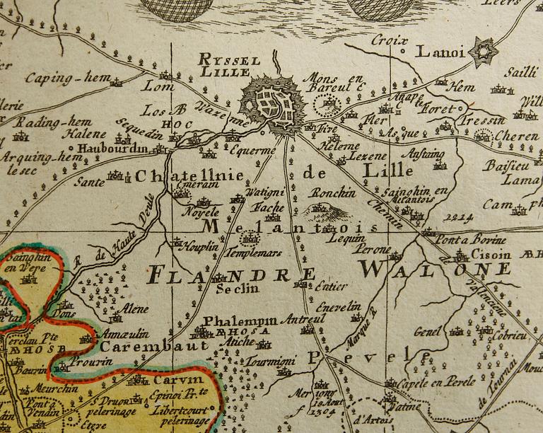KARTA, kolorerad. 1700-tal. "Artesiae".