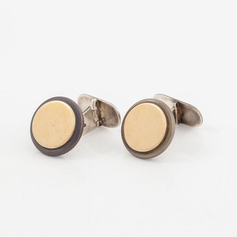 Cufflinks, Glenn Roll, a pair, silver partially gilded.