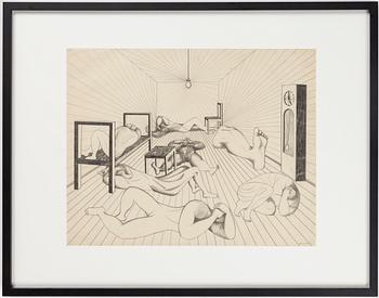 PETER WEISS, pencil on paper, signed Weiss and dated 1955.