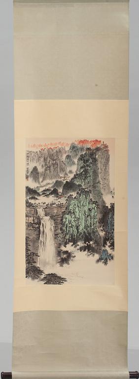 RULLMÅLNING, "Chein Sung-yen The Great Falls in the Chingkang Mountains" 1900-tal.