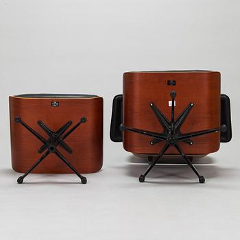 Charles and Ray Eames, a 'Lounge chair' and stool for Vitra 2006.