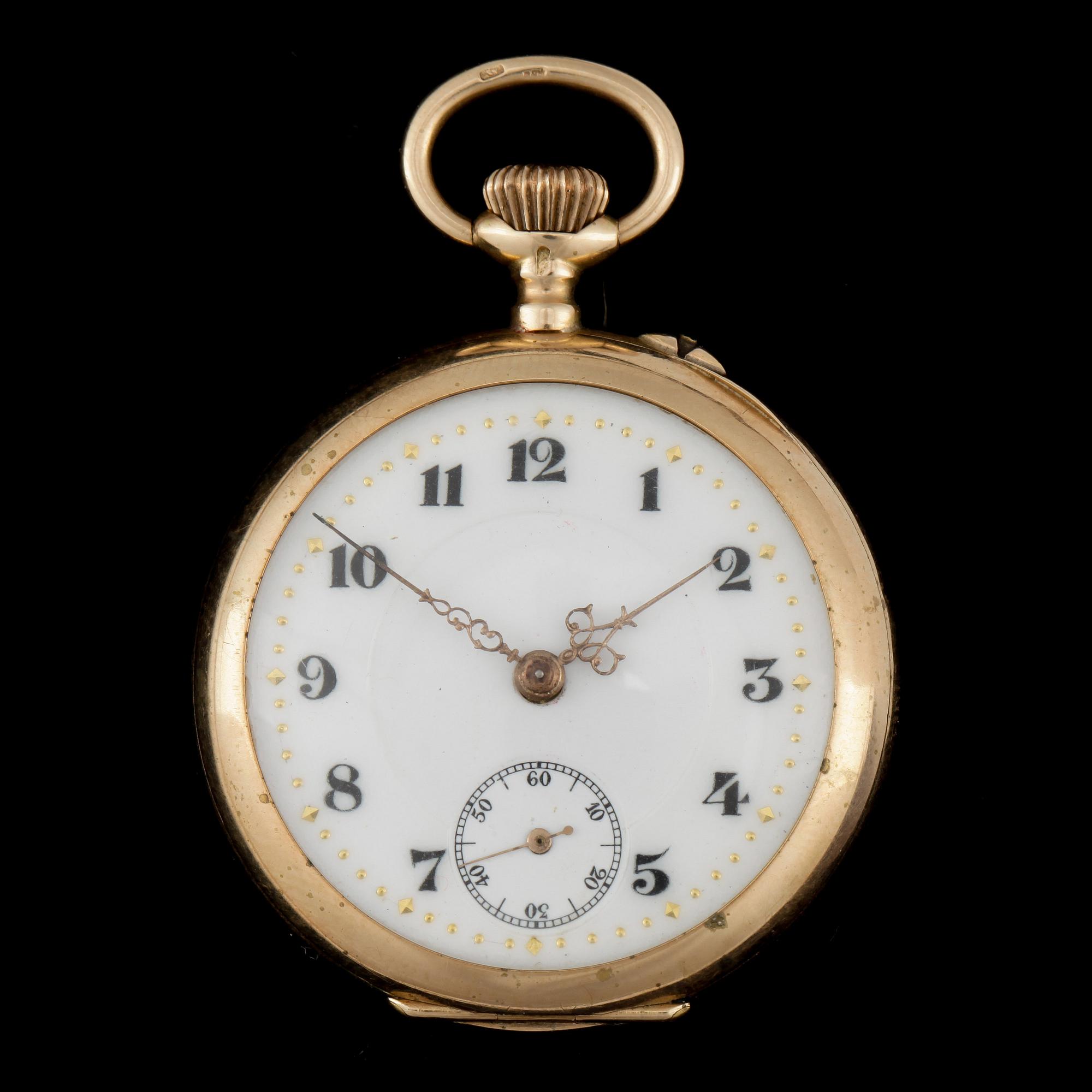 FICKUR, 14k guld, 1900-talets början. Vikt ca 28,5 gram.
